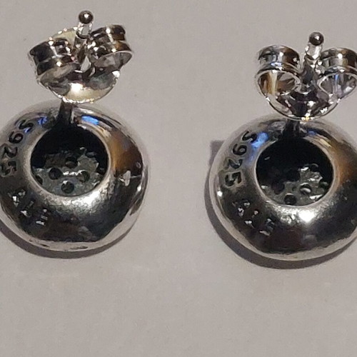 Pandora earrings new round design with white zirconia