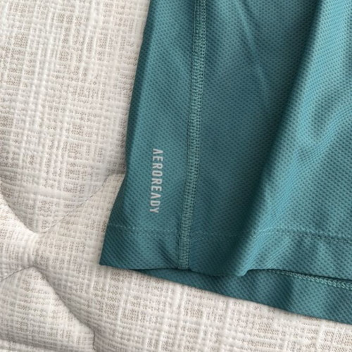 Adidas shirt used, turquoise, size M missing two stripes
