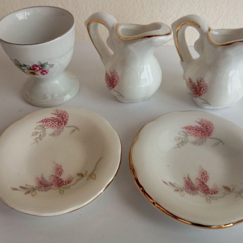 Vintage ceramic miniature set used, Greek made Attiki Keramiki