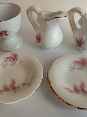 Vintage ceramic miniature set used, Greek made Attiki Keramiki