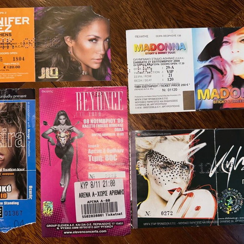 Concert tickets in Greece like new with Madonna, Beyonce, Shakira, JLO, Kylie Minogue