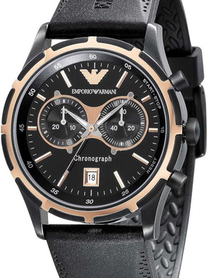 Ανδρικό ρολόι Emporio Armani σαν καινούργιο, μαύρο καντράν με χρυσούς δείκτες
