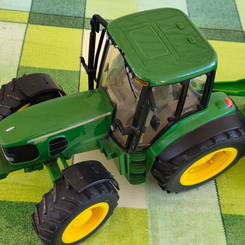 Tractor and tipping trailer toy by ELC, like new, green and yellow
