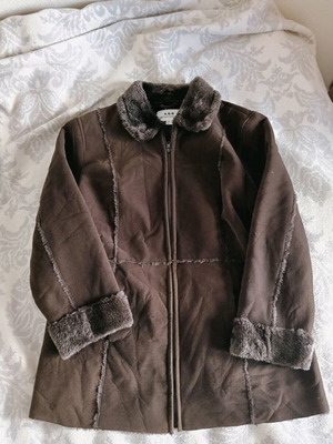 Brown suede coat new, thin with velvet lining, size XL