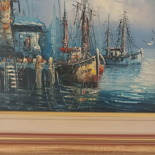 Seascape painting used, framed 42x37 cm
