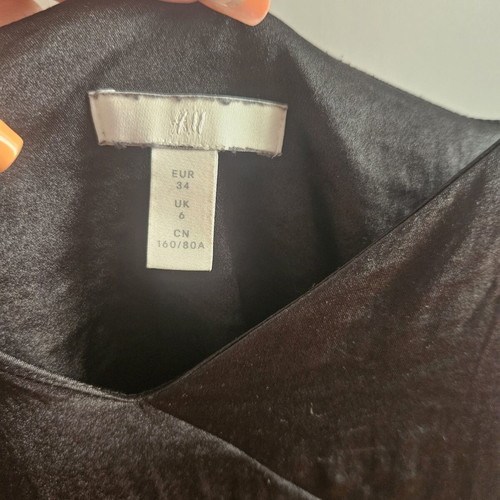 Satin black dress H&M like new, size S midi elegant
