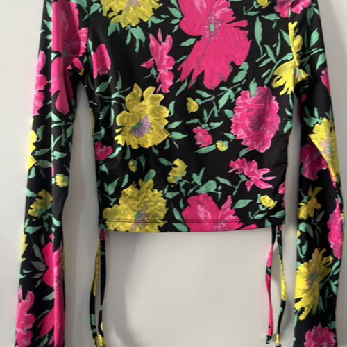 Pink Woman blouse size S with side ties, multicolor