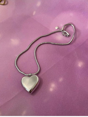 Stainless steel necklace with silver shiny heart