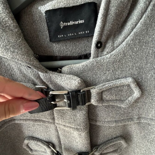 Stradivarius hooded coat gray like new size L