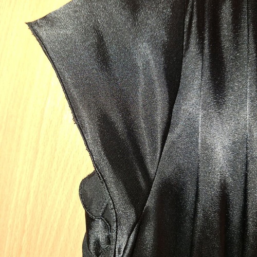 Asymmetric black shiny Oltre dress like new with deep neckline