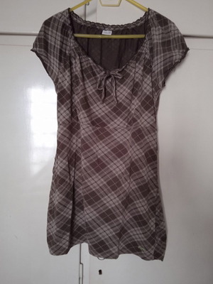 Esprit Checked Tunic Dress size S 36 like new, brown shades