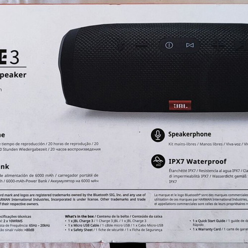 JBL Charge 3 Stealth Edition portable Bluetooth speaker