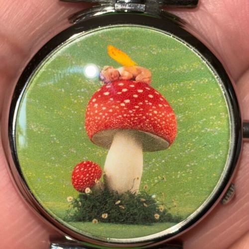 Anne Geddes wristwatch with cover and leather strap like new, colorful