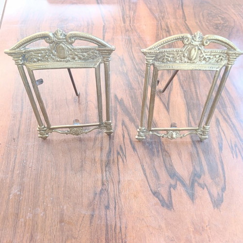 Pair of Antique Brass Table Frames Art Nouveau & Neoclassical Style 1890-1930