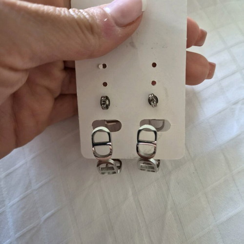 Stylish stainless steel hoop earrings new, 3.5cm diameter, silver