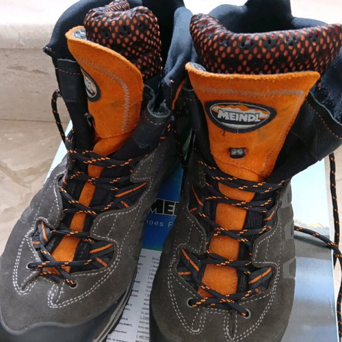 Meindl Air Revolution Ultra GTX hiking boots, size 45, grey and orange