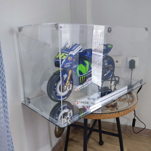 Valentino Rossi Motorcycle Model with Illuminated Display Case and Magazines