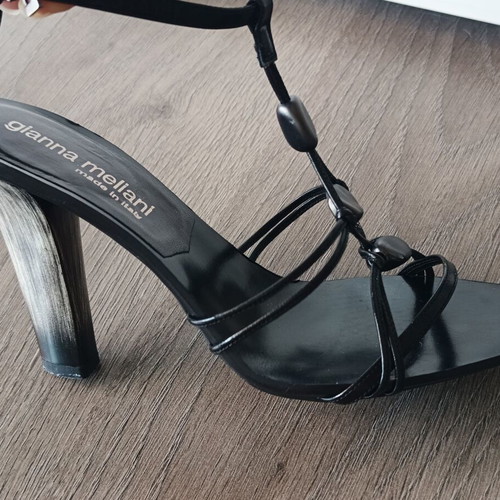 Gianna Meliani Black Leather Sandals Vero Cuoio size 37 like new