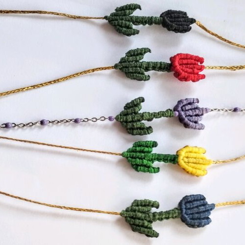 Macrame tulip bracelet new handmade with adjustable size
