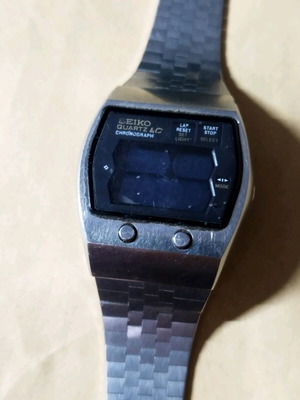 Seiko chronograph watch used, non-working, silver