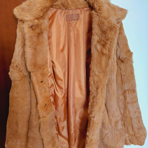 BSB Collection camel color rabbit fur coat, size 40