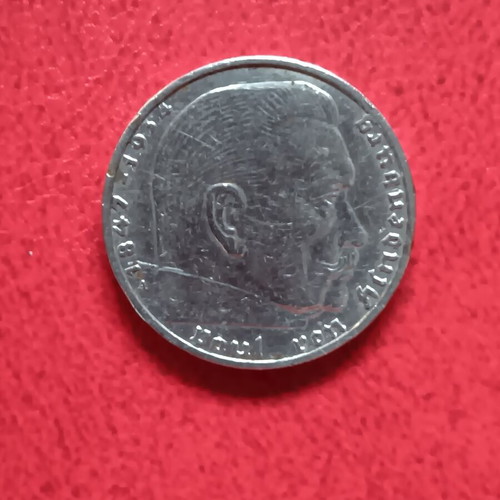 Silver 2 Mark Coin Germany 1939 used, Third Reich