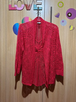 Sarah Lawrence knitted cardigan used red size S
