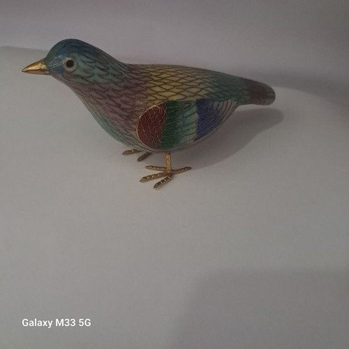 Vintage cloisonné decorative bird figurine