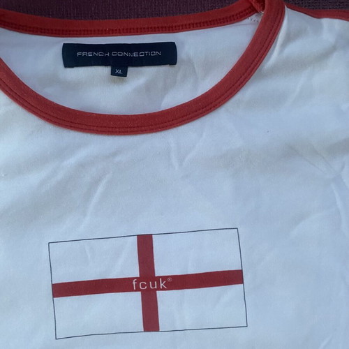 French Connection men's T-shirt XL like new, white and red
