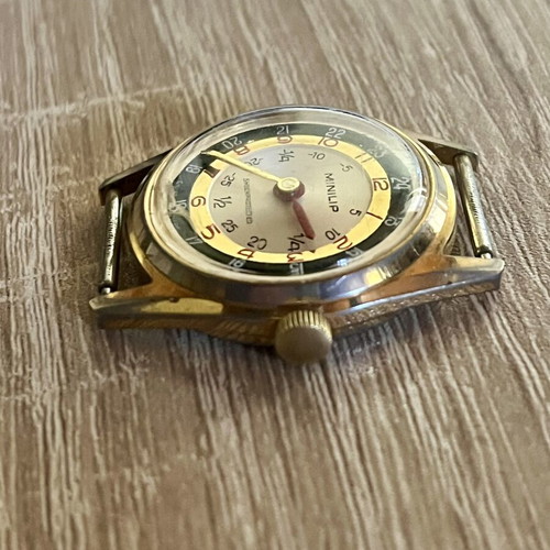 Minilip Swiss mechanical vintage watch used, colorful dial