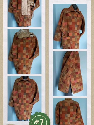 Checked transitional coat like new with handmade scarf