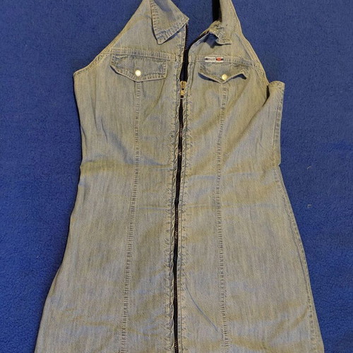 Denim dress mini with zipper like new, blue