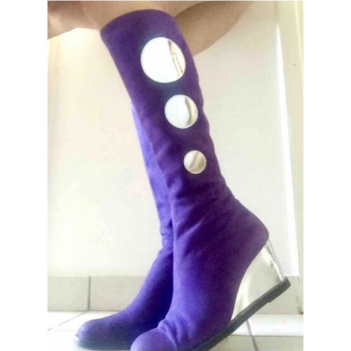 Arche Limited Edition purple suede boots size 36 new with mirror heel