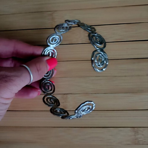 Ancient Greek Arm Bracelet with Spirals like new, silver