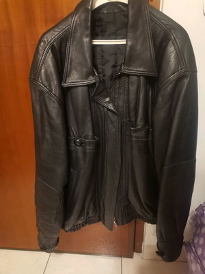 Genuine leather jacket XL used, black