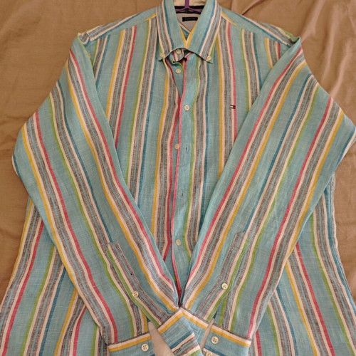 Tommy Hilfiger linen shirt striped medium like new