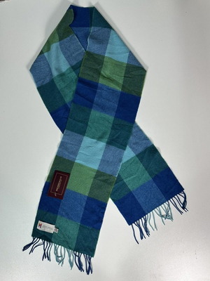 Κασκόλ John Hanly νέο, 100% μαλλί αρνιού, μπλε και πολύχρωμο