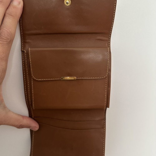 Trussardi Vintage Leather Wallet 90s Made in Italy, like new, brown beige