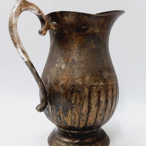 Antique Bronze Pitcher used, 1900s, decorative wine server with patina