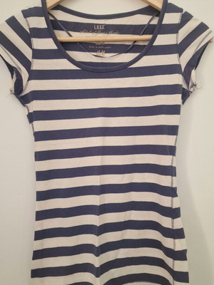 T-shirt striped used, size XS, white and blue, H&M