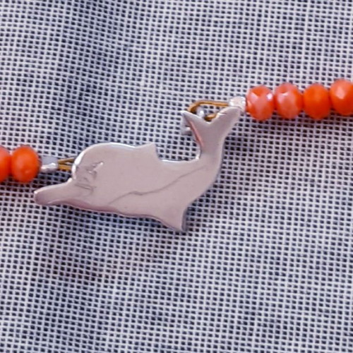 Delphine silver 925 necklace with coral crystals, handmade