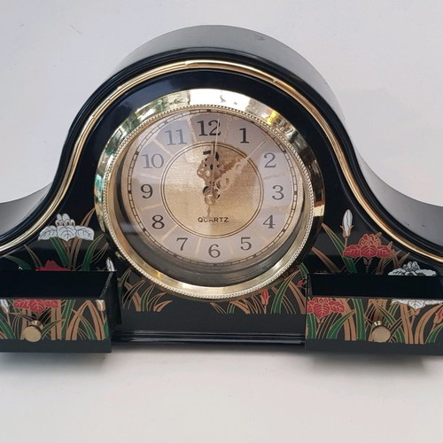 Vintage mantel clock used with two decorative drawers, battery operated