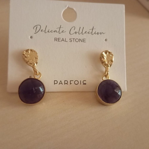 Parfois earrings new with genuine stone purple and gold