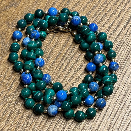 Malachite and Lapis Lazuli Necklace 80cm new