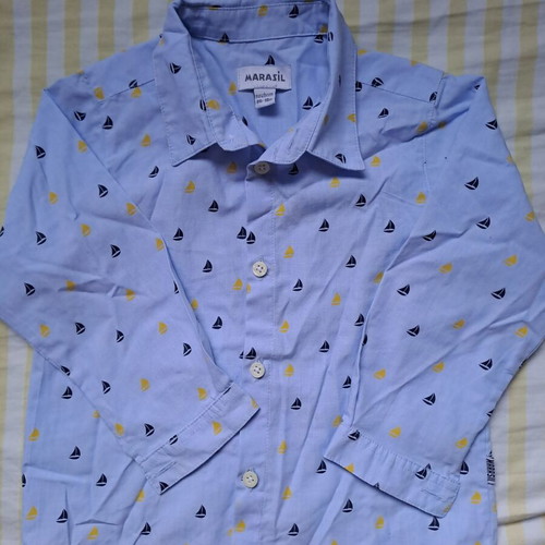 Marasil long-sleeve baby shirt like new, 18 months, blue with boats