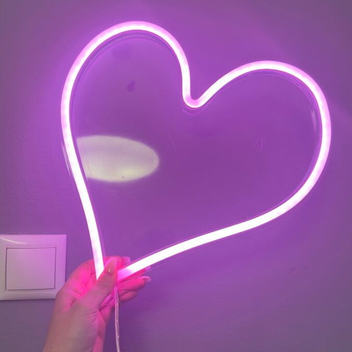 Heart-shaped lamp used, pink with USB connection