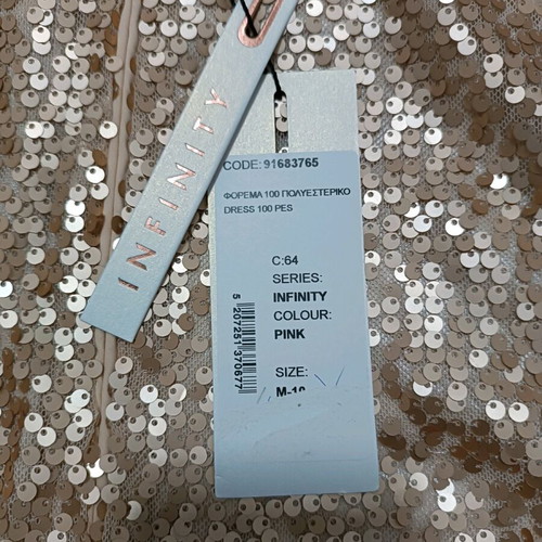 Attrattivo mini dress new, full bead pink/gold size M