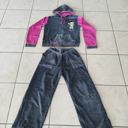 Tutti cuti girls' tracksuit size 12 like new, gray and pink