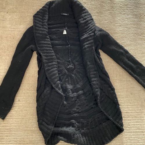 Vintage handmade knitted wool cardigan scarf cape black