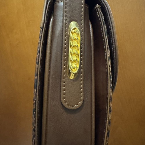 Goya leather shoulder bag brown snake effect like new